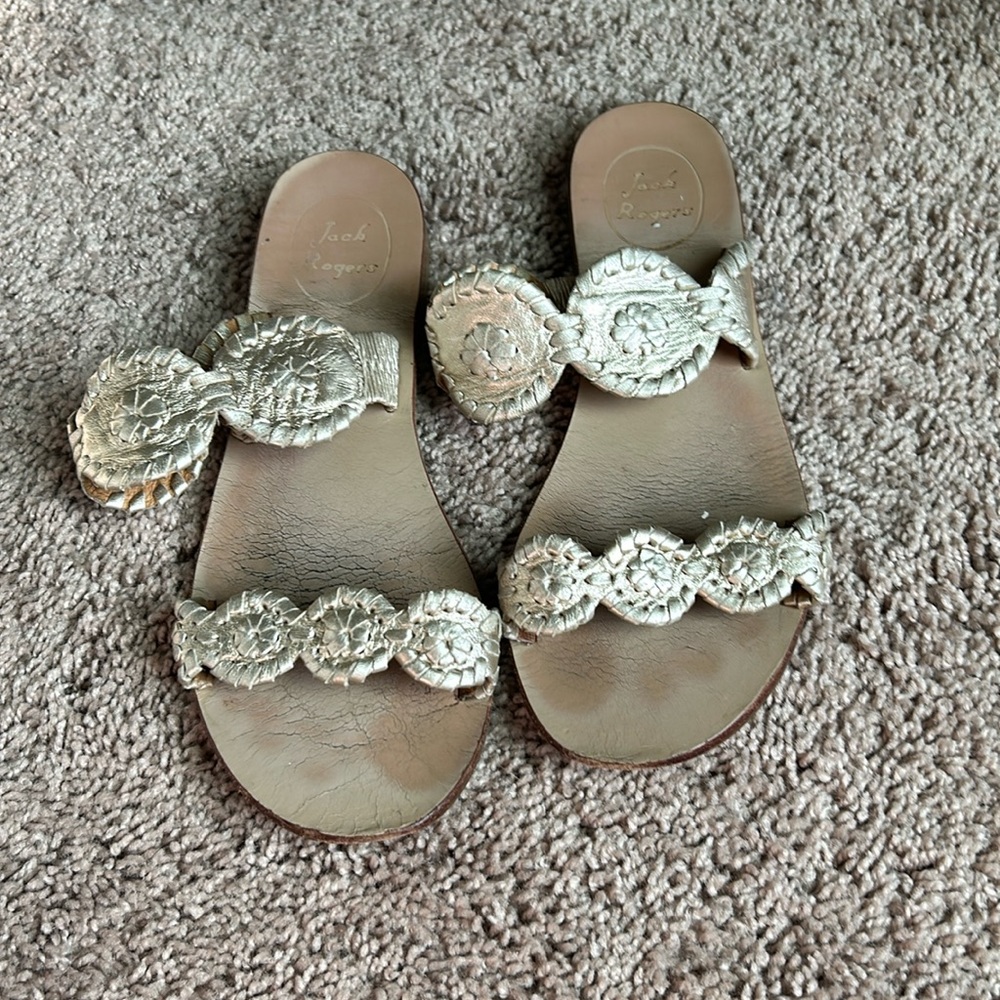 Jack Rogers gold sandals Lauren flat